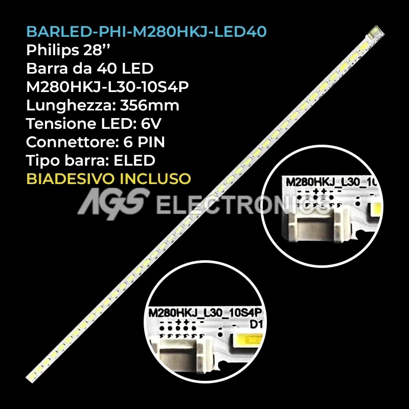 kit 1 barre LED retroilluminazione per Samsung 28 pollici modello T28570EN