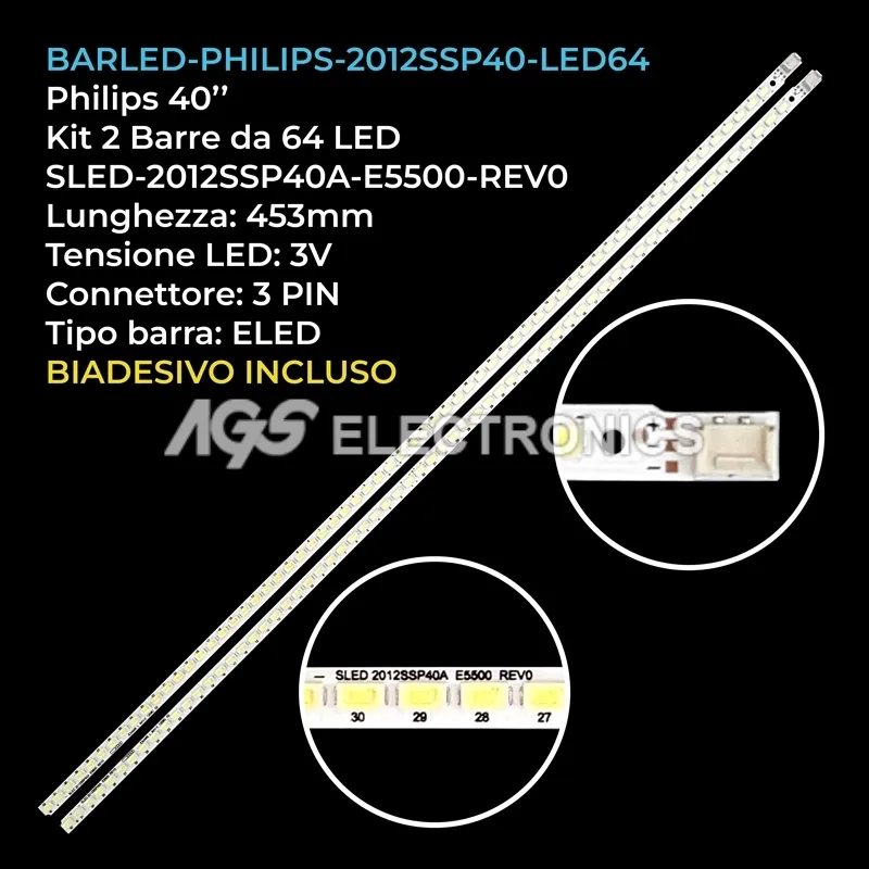 kit 2 barre LED retroilluminazione per Sharp 40 pollici modello LK400D3LB83