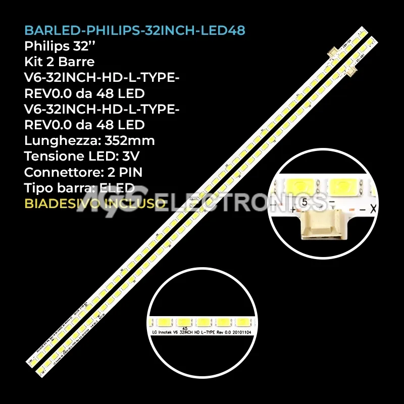 kit 2 barre LED retroilluminazione per Vestel 32 pollici modello V32LE1915