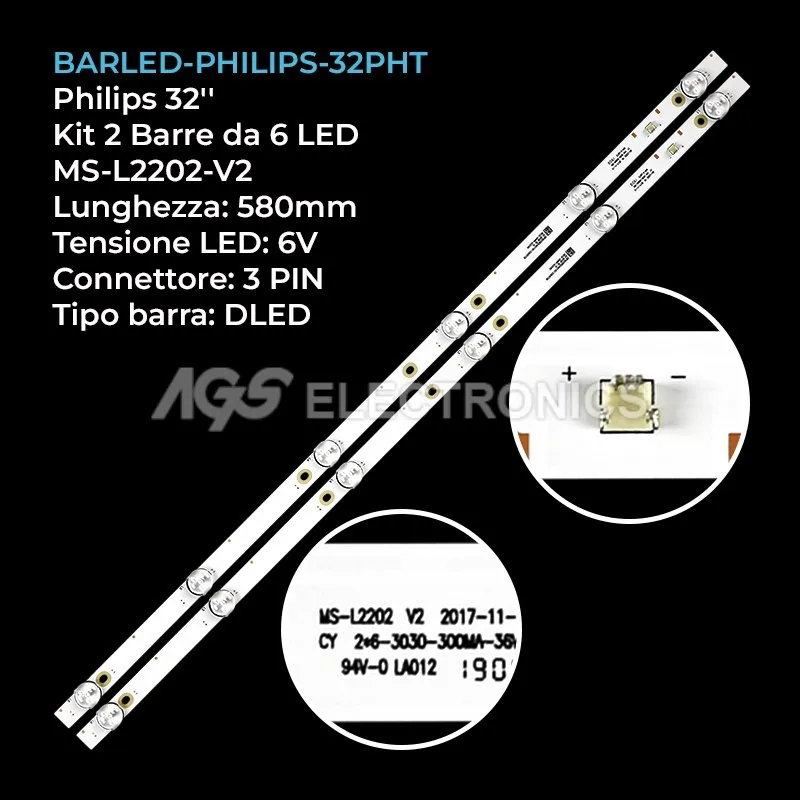 kit 2 barre LED retroilluminazione per Ericsson 32 pollici modello 32LES78T2W
