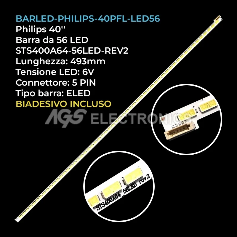 kit 1 barre LED retroilluminazione per Philips 40 pollici modello 40PFL5527T