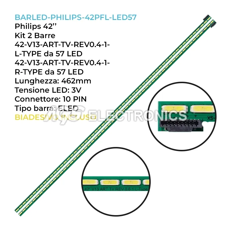 kit 2 barre LED retroilluminazione per LG 42 pollici modello 42LA740V