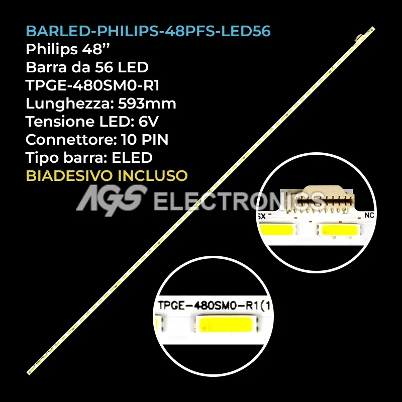 kit 1 barre LED retroilluminazione per Philips 48 pollici modello 48PFS820912