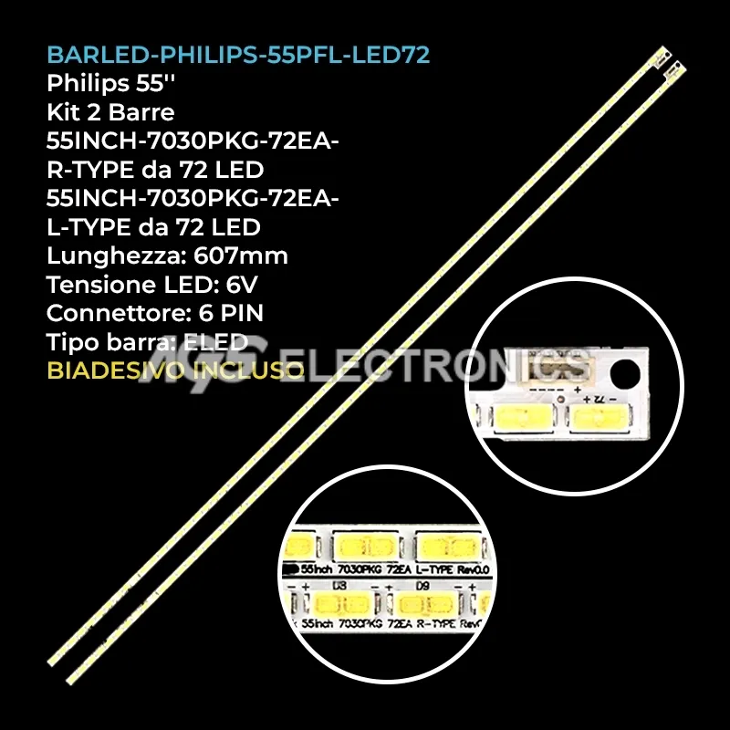 kit 2 barre LED retroilluminazione per Hitachi 55 pollici modello LE55U516