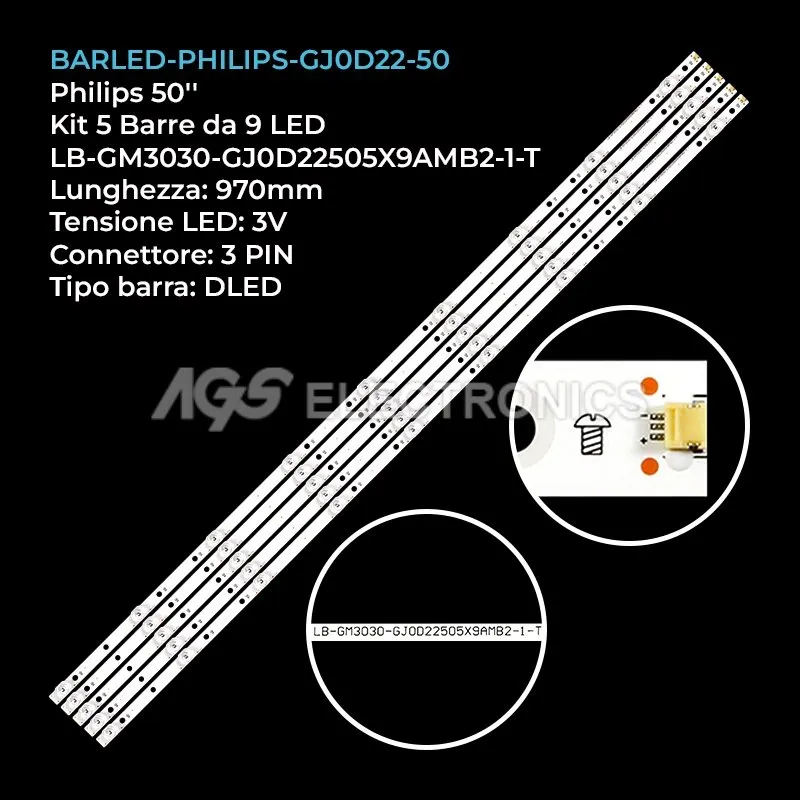 kit 5 barre LED retroilluminazione per Philips 50 pollici modello 50PUS735412