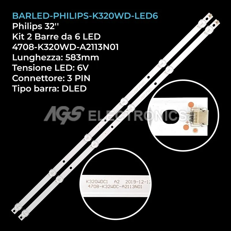 kit 2 barre LED retroilluminazione per Stream 32 pollici modello BM32C1A