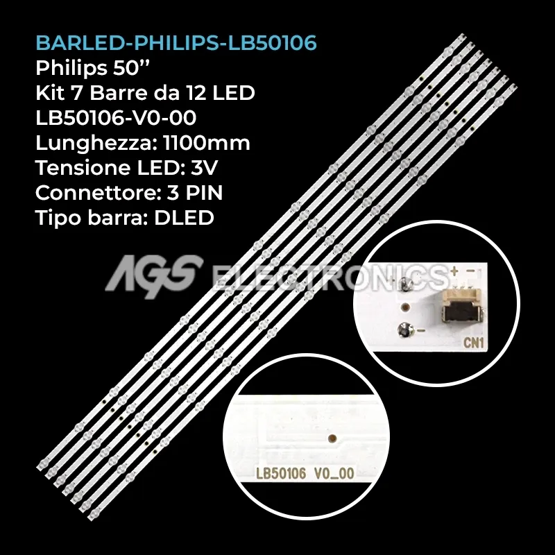 kit 7 barre LED retroilluminazione per Philips 50 pollici modello 50PUS850560