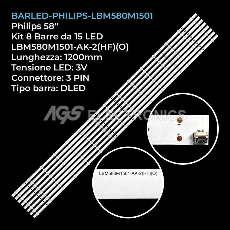 kit 8 barre LED retroilluminazione per Philips 58 pollici modello 58PUS854512