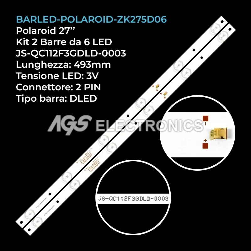kit 2 barre LED retroilluminazione per Vortex 27 pollici modello LEDV28CT800
