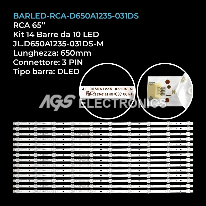 kit 14 barre LED retroilluminazione per Rca 65 pollici modello RTU6549
