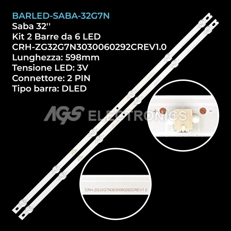 kit 2 barre LED retroilluminazione per Saba 32 pollici modello SA32S49N1
