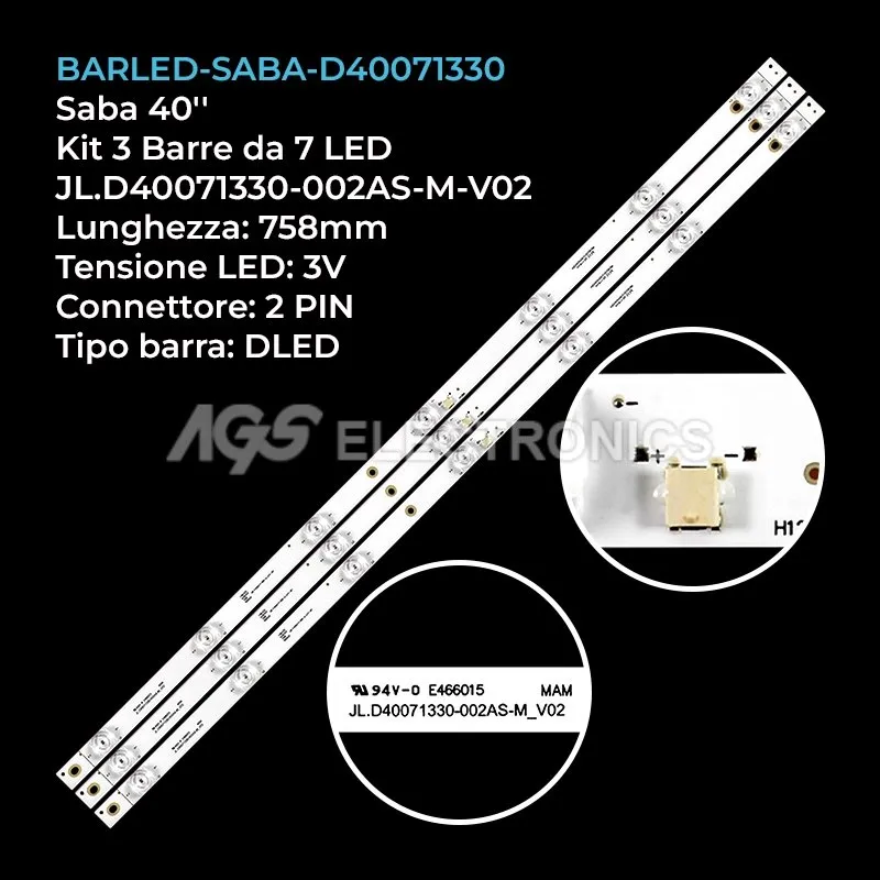 kit 3 barre LED retroilluminazione per Ok 40 pollici modello ODL40680FTIB