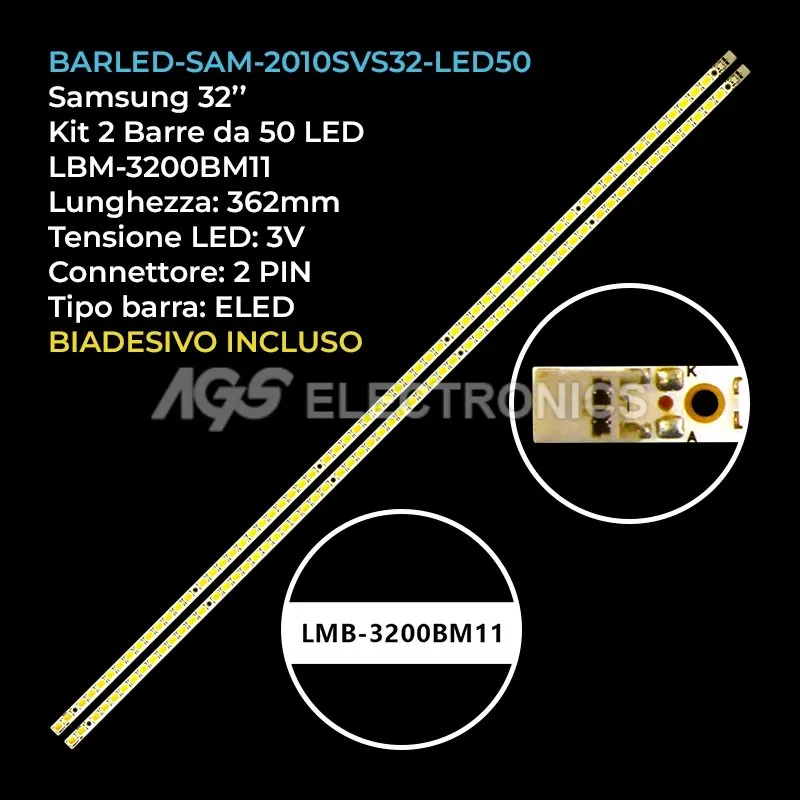 kit 2 barre LED retroilluminazione per Samsung 32 pollici modello UN32C4000