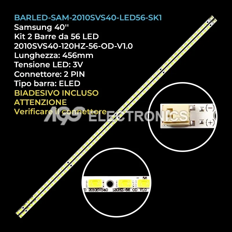 kit 2 barre LED retroilluminazione per Samsung 40 pollici pannello T400FBE2DB