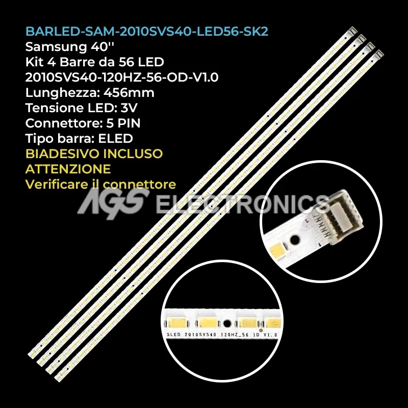 kit 4 barre LED retroilluminazione per Samsung 40 pollici pannello LTF400HJ05