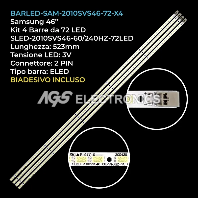 kit 4 barre LED retroilluminazione per Samsung 46 pollici pannello T460FBE2DB