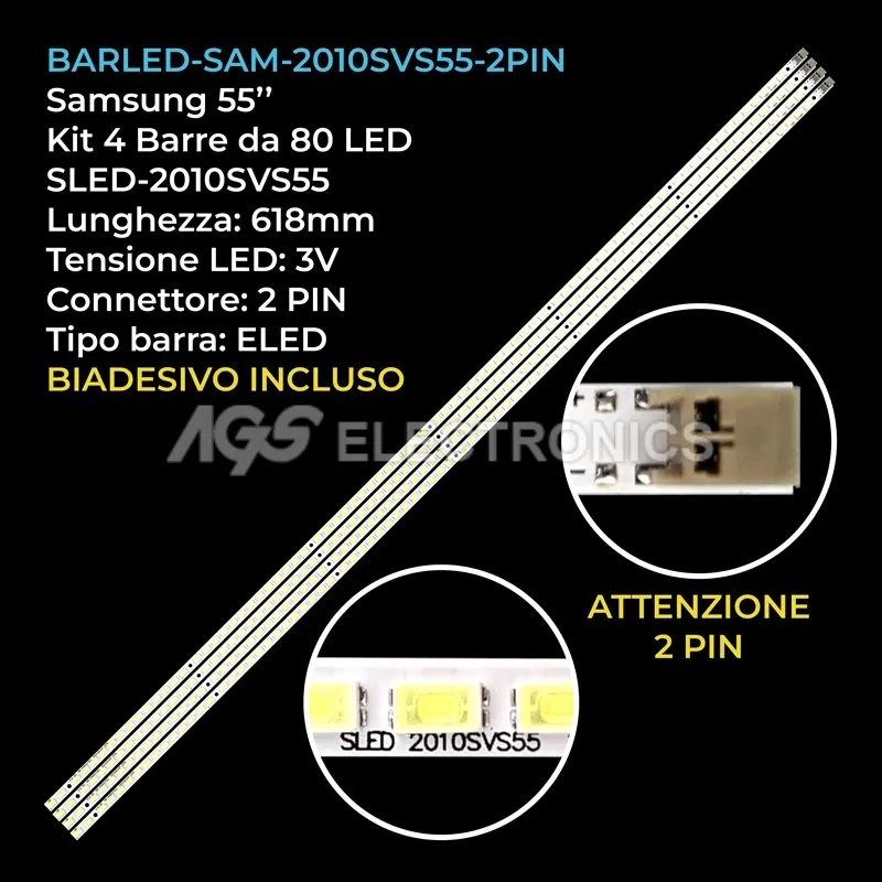 kit 4 barre LED retroilluminazione per Samsung 55 pollici modello UN55C6300