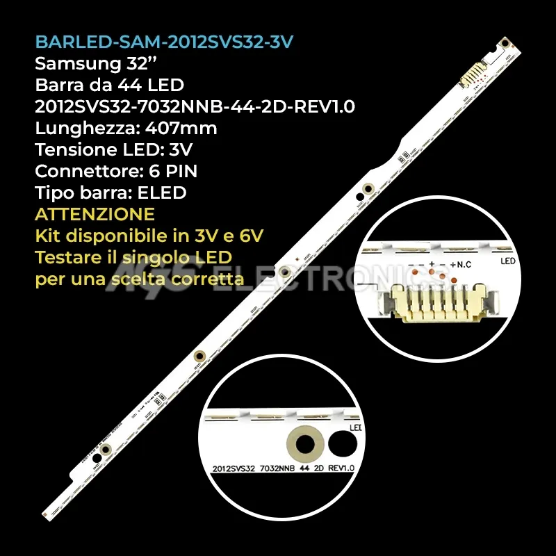 kit 1 barre LED retroilluminazione per Samsung 32 pollici modello UE32ES6307UXRU