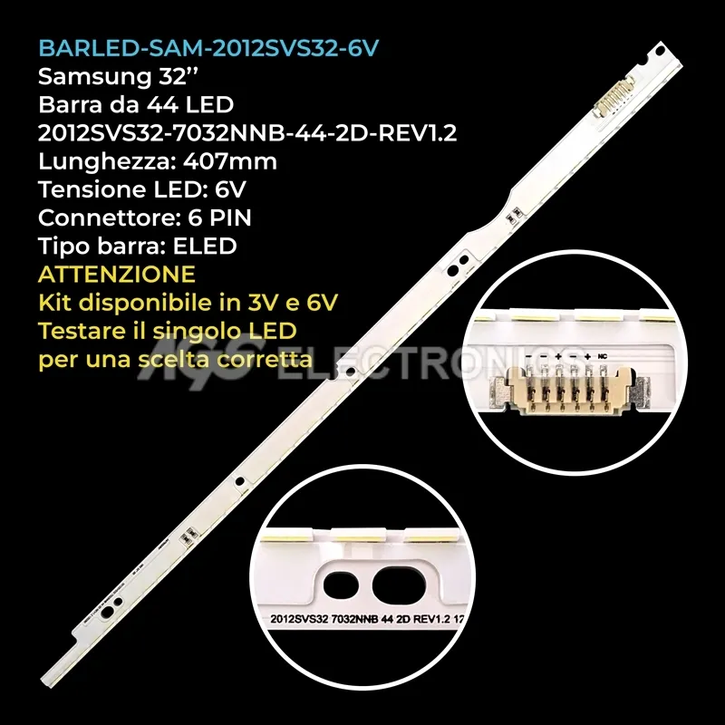 kit 1 barre LED retroilluminazione per Samsung 32 pollici pannello LTJ320HW04J