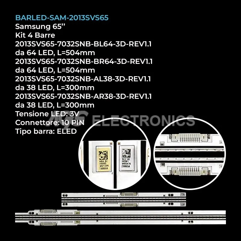 kit 4 barre LED retroilluminazione per Samsung 65 pollici modello UA65F8000ARXSW