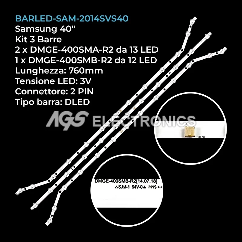 kit 3 barre LED retroilluminazione per Samsung 40 pollici modello UE40H4200AW
