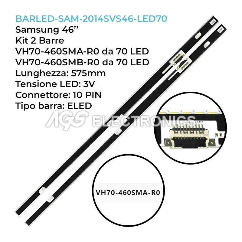 kit 2 barre LED retroilluminazione per Samsung 46 pollici modello HG46AC895XTXXT