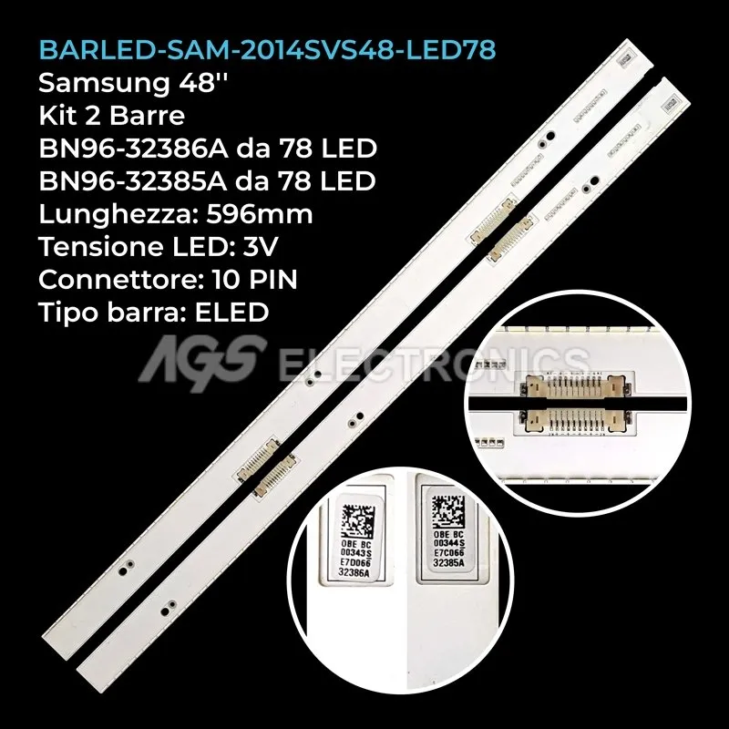 kit 2 barre LED retroilluminazione per Samsung 48 pollici pannello CYKH048FSLV1H