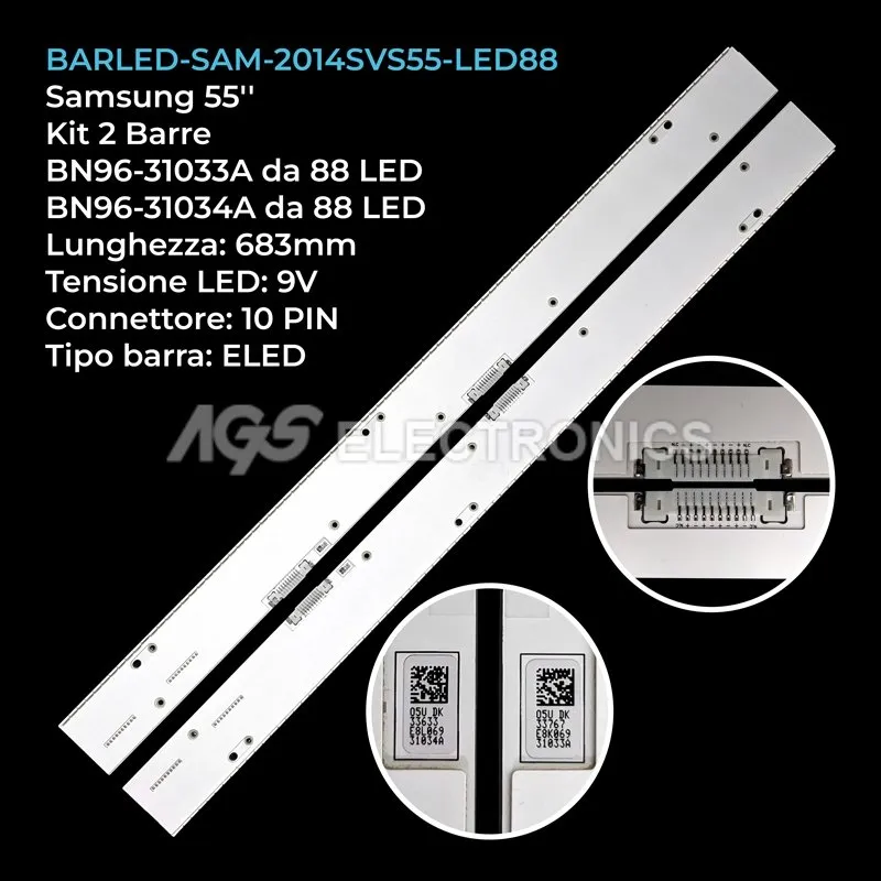 kit 2 barre LED retroilluminazione per Samsung 55 pollici modello UN55HU9000FXZA