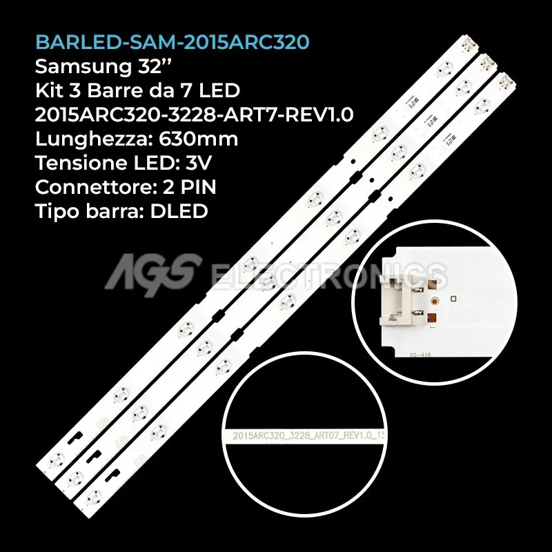 kit 3 barre LED retroilluminazione per Grundig 32 pollici modello 32VLE5527BG