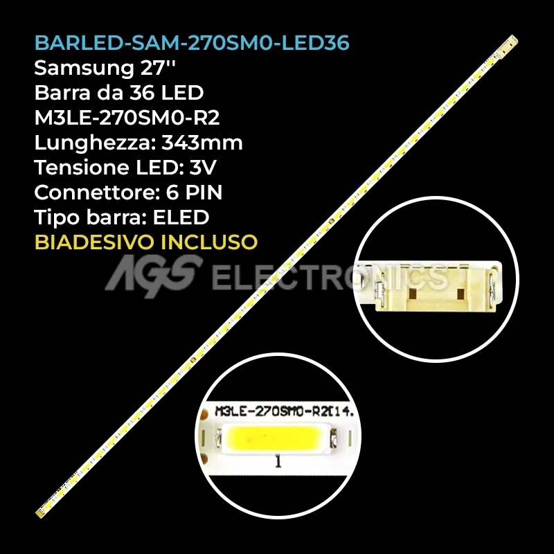 kit 1 barre LED retroilluminazione per Samsung 27 pollici modello LS27D390HS