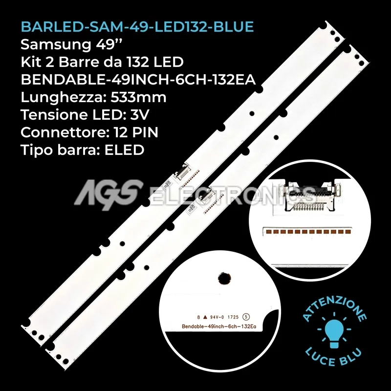 kit 2 barre LED retroilluminazione per Samsung 49 pollici modello 49Q7
