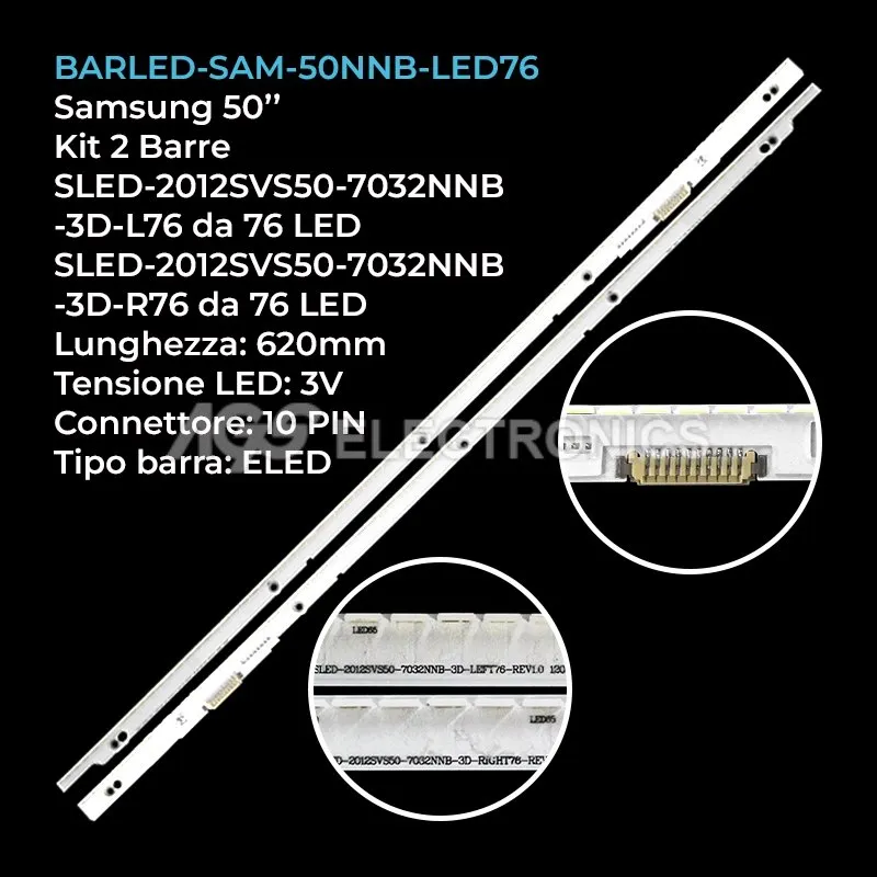 kit 2 barre LED retroilluminazione per Samsung 50 pollici pannello LE500CSAB1