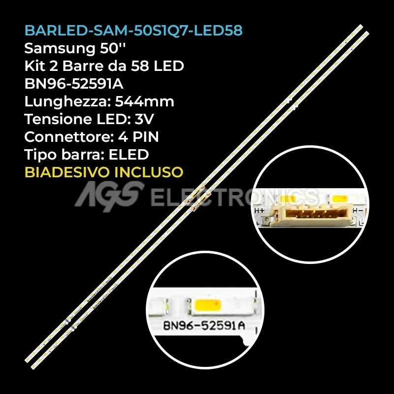 kit 2 barre LED retroilluminazione per Samsung 50 pollici modello QE50Q70AAT