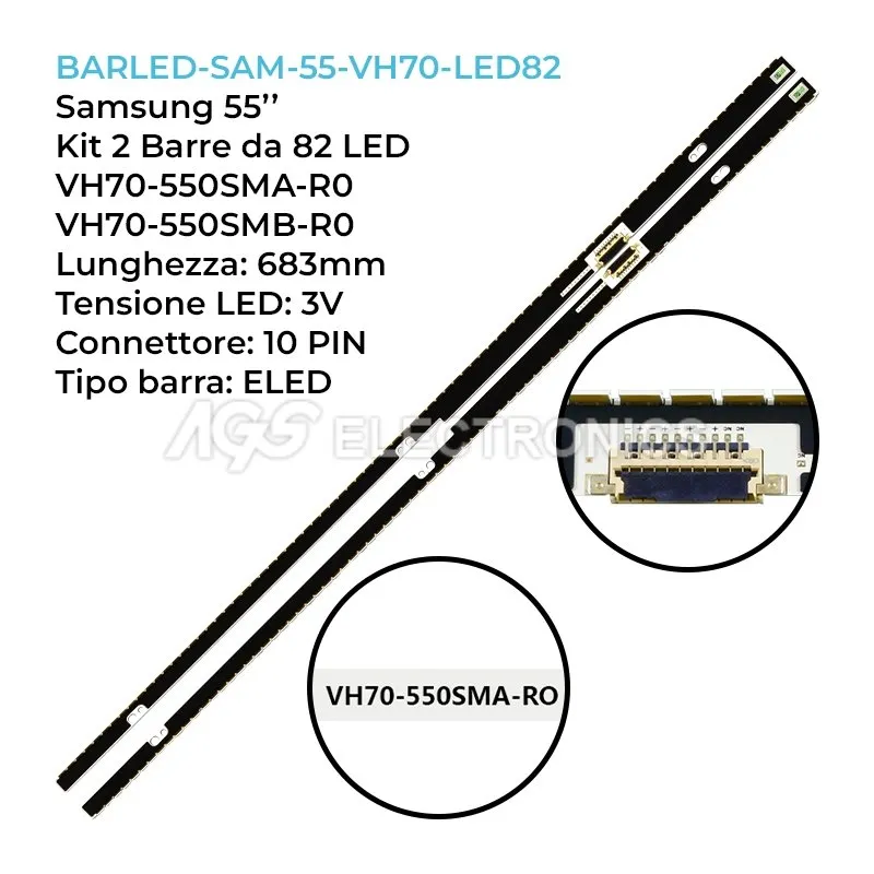 kit 2 barre LED retroilluminazione per Samsung 55 pollici modello HG55EC890XBXCI