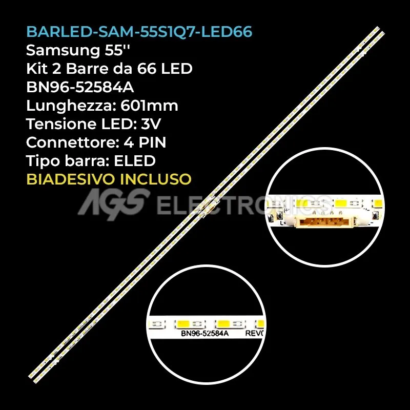 kit 2 barre LED retroilluminazione per Samsung 55 pollici pannello CYQB055FGLV1V
