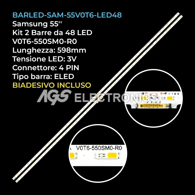 kit 2 barre LED retroilluminazione per Samsung 55 pollici pannello CYRT055HGHV1H