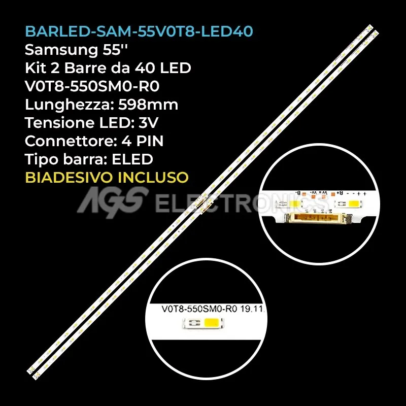 kit 2 barre LED retroilluminazione per Samsung 55 pollici pannello CYRT085HGAV2H