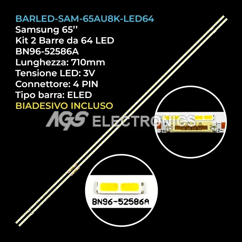 kit 2 barre LED retroilluminazione per Samsung 65 pollici modello UE65BU8570