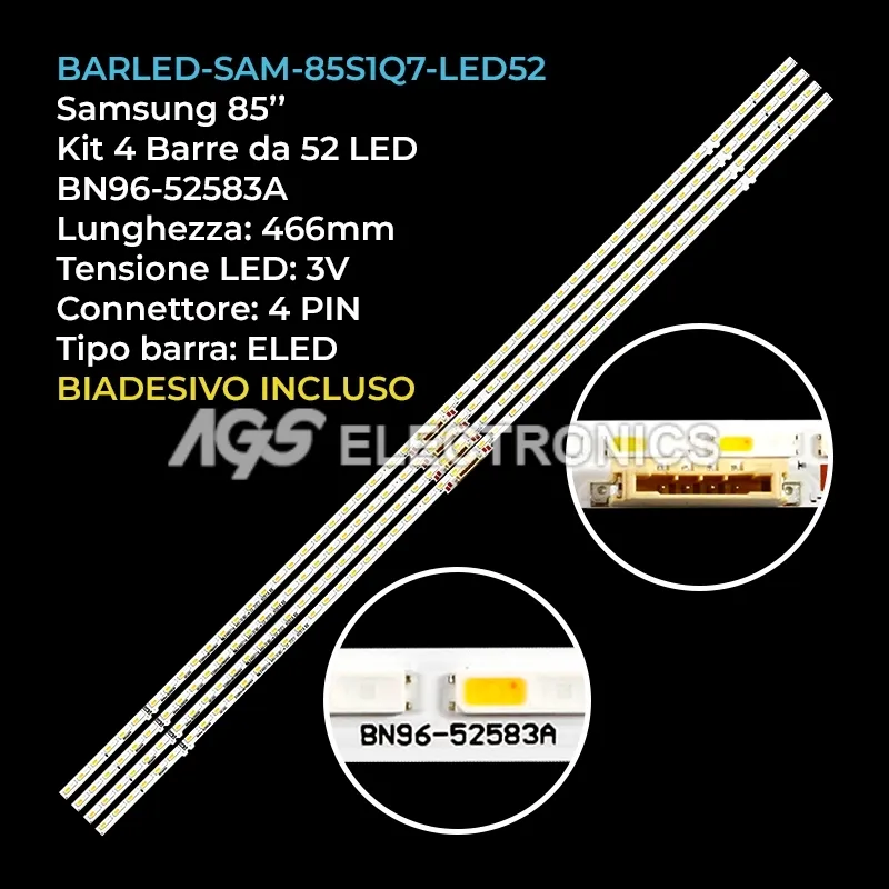 kit 4 barre LED retroilluminazione per Samsung 85 pollici modello QE85LS03AAUXXC