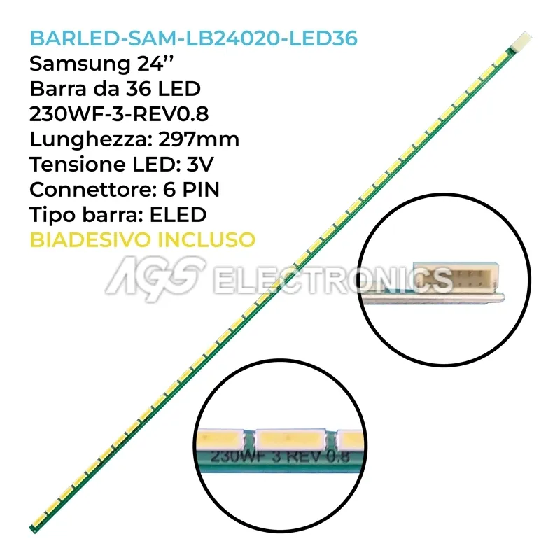 kit 1 barre LED retroilluminazione per Acer 24 pollici modello V246HL