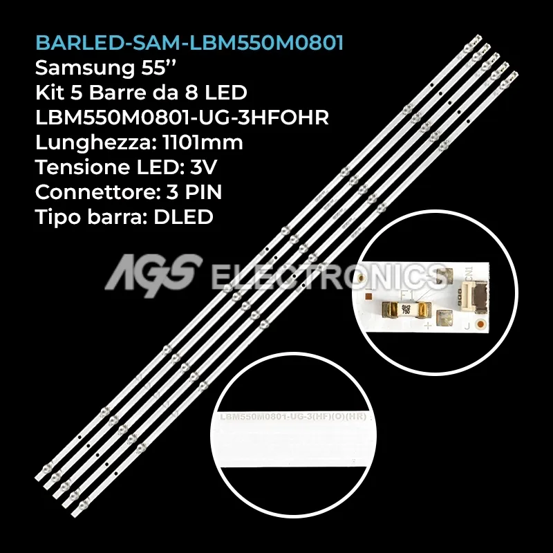 kit 5 barre LED retroilluminazione per Samsung 55 pollici pannello TPT550WRQUBF0
