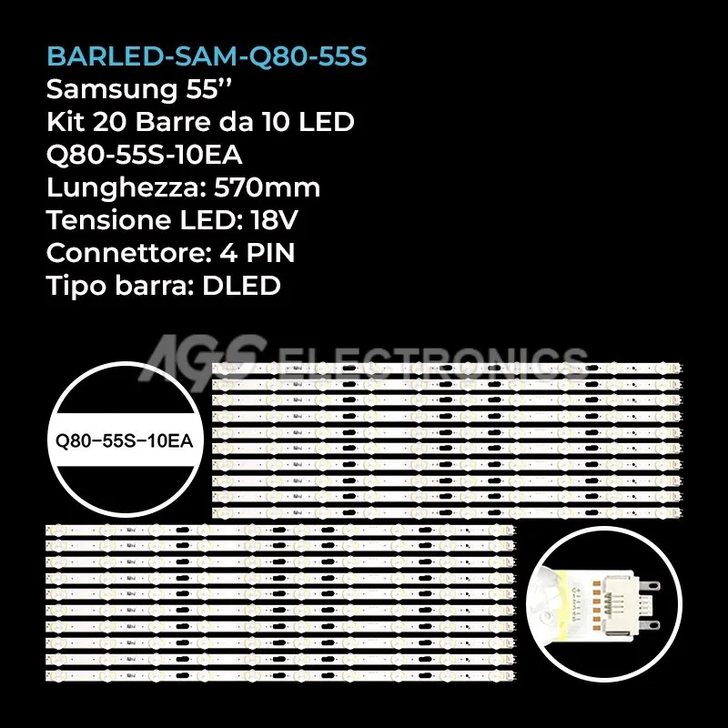 kit 20 barre LED retroilluminazione per Samsung 55 pollici modello QE55Q82RAT