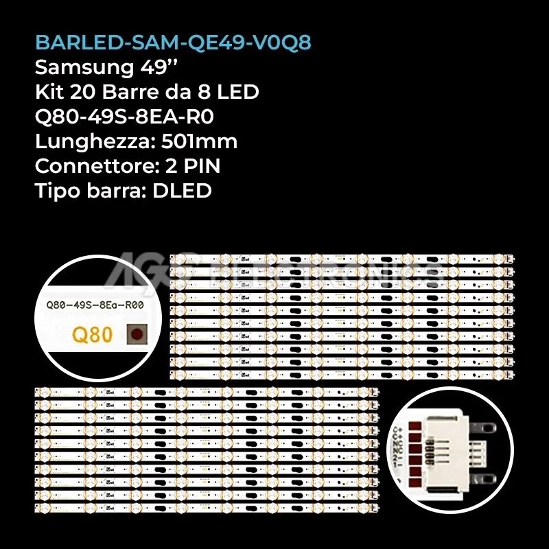 kit 20 barre LED retroilluminazione per Samsung 49 pollici modello Q8049S8EAR0