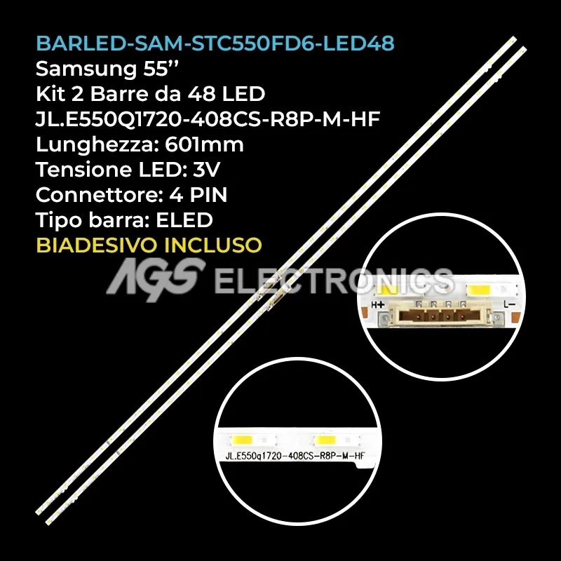 kit 2 barre LED retroilluminazione per Samsung 55 pollici modello QE55Q60BAUXZT