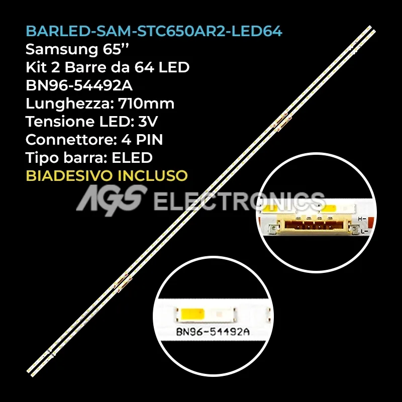 kit 2 barre LED retroilluminazione per Samsung 65 pollici modello QE65Q60BAUXTK