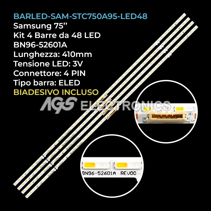 kit 4 barre LED retroilluminazione per Samsung 75 pollici modello QE75Q75CAT