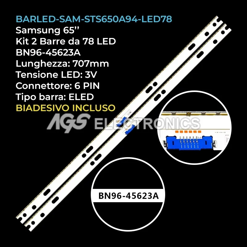 kit 2 barre LED retroilluminazione per Samsung 65 pollici modello UE65NU8500UXUA