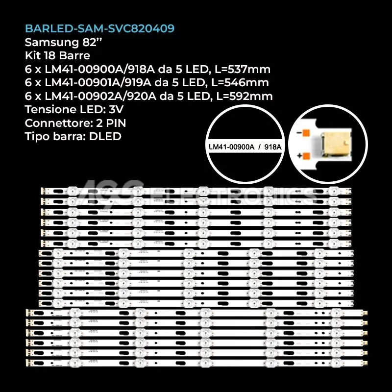 kit 18 barre LED retroilluminazione per Samsung 82 pollici modello UN82TU700DFXZA