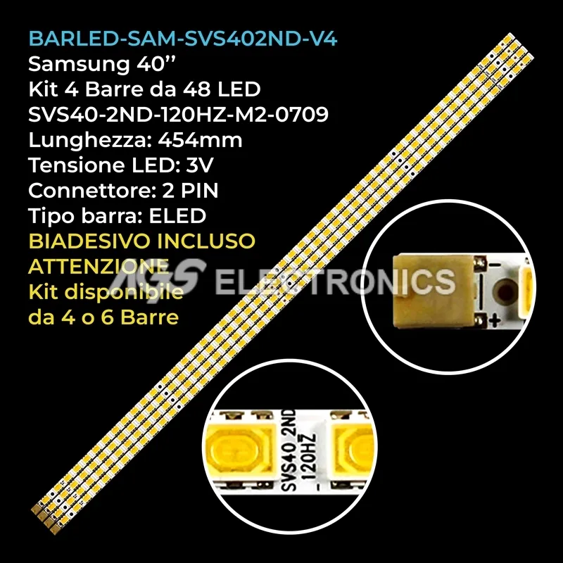 kit 4 barre LED retroilluminazione per Samsung 40 pollici pannello LTF400HF08