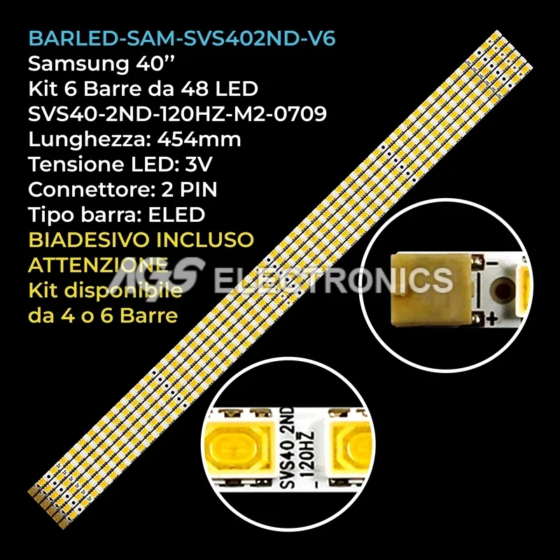 kit 6 barre LED retroilluminazione per Hisense 40 pollici modello LED40T28GP